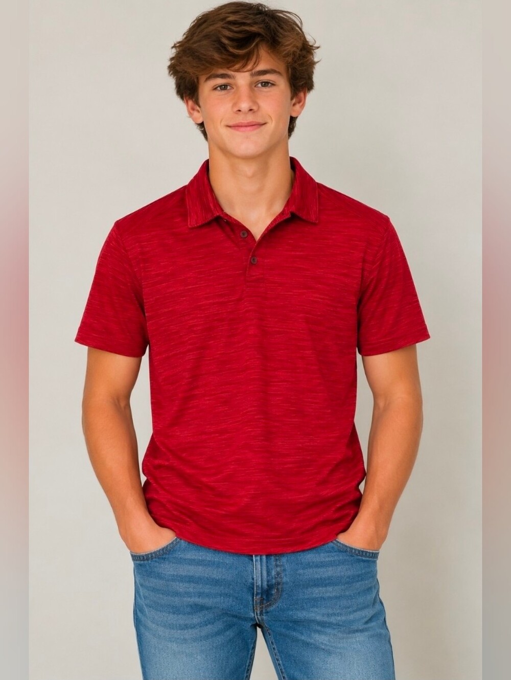 tek gear Red Kid's Polo Shirt - Heathered Performance